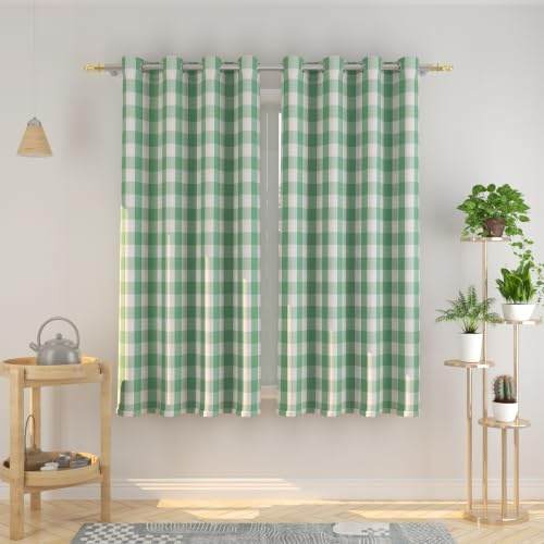 Natus Weaver Vorhänge Grün Weiß Büffel Plaid Kariert 160cm Lang Wohnzimmer Vorhänge Kariert Küche Schlafzimmer Fensterbehandlung Set 2 Paneele mit Ösen Oben