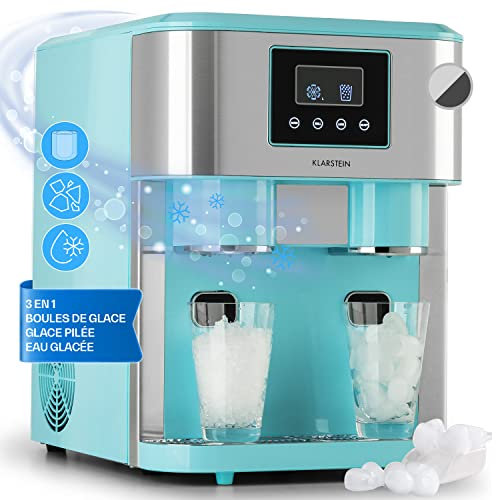 Klarstein Machine a Glacons pour la Maison, Capacité de 1.8L, Fabrique Rapidement Jusqu'à 15kg de Glacons Concassée ou en Balles, Machine à Glaçons, Ice Maker avec Alarme, Machine Facile à Nettoyer
