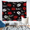 Homemissing Mädchen Kuss Tapisserie Feminine rot Lippen Wandteppich 175x230cm für Kinder Damen Weiß Lipstick Drucken Dekor Wandbehang Schwarz Sexy Mund Pattern Wandkunst