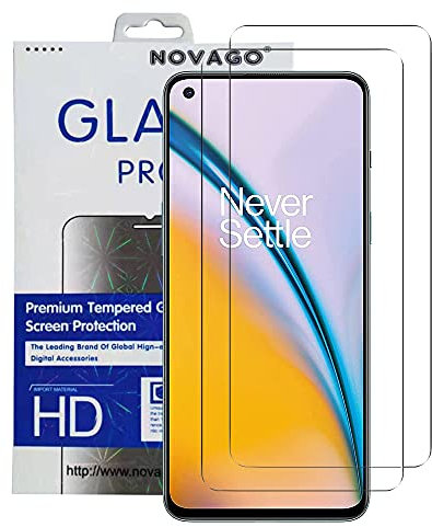 NOVAGO Compatible avec OnePlus Nord 2 5G - Pack de 2 Films Protection Écran Verre trempé Résistant et Transparent, Films Plus Petits Que l'écran