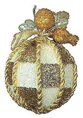 Ingrocart 4 dekorative Weihnachtskugeln Ø8 cm - Farbe Creme / Gold - Weihnachtsdekoration