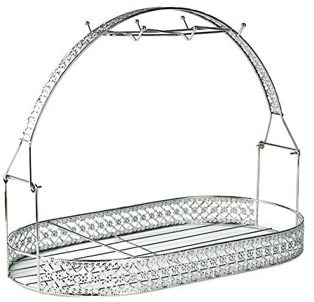 MISNODE Metal Wire Coffee Mug Cup Holder Stand Dishes Organizer Rack Hook Coffee Cup Dryer Countertop Tea Cups Holder Stand Stand Dishes Tea Set, Silver