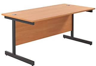 Office Hippo Heavy Duty Rectangular Cantilever Office Desk, Beech Top/Black Frame, 180x80 cm