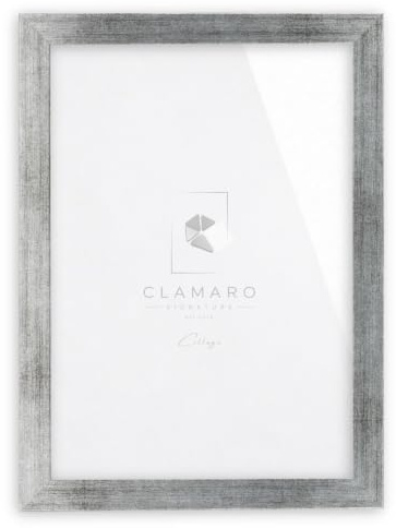 Clamaro Marco de Fotos Múltiple, Madera MDF, Plata Cepillada, 50 x 65 cm | Hecho a Mano en Alemania, Ancho de Moldura 30 mm, con Panel Trasero y Colgador Dentado, para Vertical y Horizontal