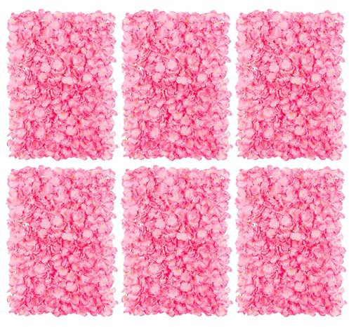 BLOSMON Künstliche Blumen Wand Kunstblumen Deko 6 Stück Rosa Blumengestecke Blumenwand Hortensien Dekoblumen Unechte Seidenblumen Gesteck Fuer Hochzeit Balkon Garten Wohnzimmer Tisch Wanddeko
