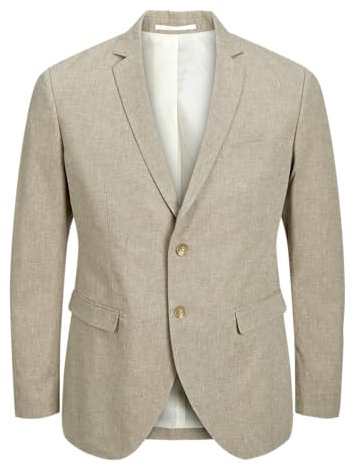 JACK & JONES Jprriviera Linen Blazer Slim Fit Sn Veste de Costume, Beige/Coupe : Coupe ajustée, 52 Homme