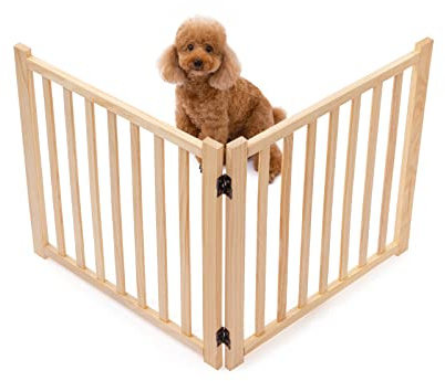 YOCAN Non-Painted Wood Freestanding Pet Gate for Dogs-2 Panel H:23”