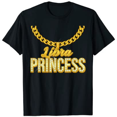 Waage Prinzessin Sternzeichen mit goldener Kette Halskette Frauen T-Shirt