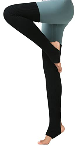 Damen Lange Beinwärmer,75cm Warme Overknees Kniestrümpfe Mädchen Stulpen Knöchelwärmer,Winter Stricken Beinstulpen Leg Warmers Socken Strümpfe Winterwärmer Strumpf für Ballett Fitness Yoga,Schwarz