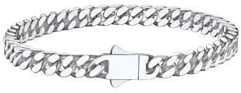 Richsteel Armband Handkette Kubanisch Schmuck für Männer Jungen 5MM Breite Verstärkte Version 19cm Farbe Silber