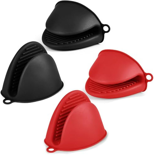 2Pairs Silicone Oven Mitts for Air Fryer, Heat Resitant Oven Glove Pot Holder Thicken Mini Oven Gloves for Kitchen Cooking Baking Grilling BBQ