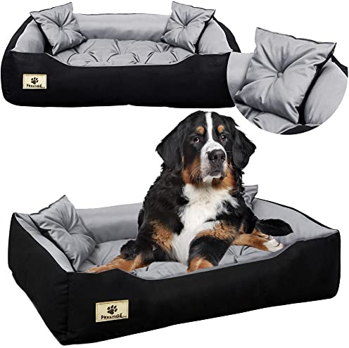 EDANTI Hundebett Hundekissen Katzenbett Tierbett Hundesofa Wasserdicht Grau/Schwarz für große mittelgroße & kleine Hunde (100x75, Grau)