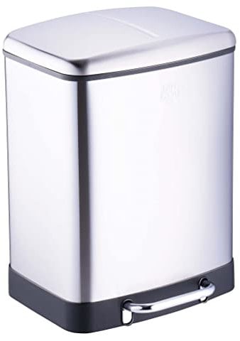 Dirt Devil Poubelle Double 2 x 12L - Poubelle Tri sélectif - Mécanisme de Fermeture en Douceur - Acier Inoxydable - Facile à Vider - 37 x 34.4 x 50.3 CM - Argent