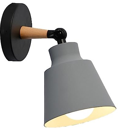 Applique Murales E27 lampe de lecture de chevet à rotation libre Applique murale d'intérieur Rétro Vintage Bois et Métal Réglable Lampe Murale Lampe De Chevet pour salon Chambre Vert rose gris