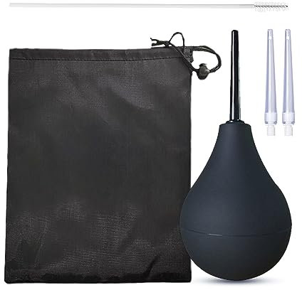 SKHAOVS 160ml Enemas Bulbo para hombres y mujeres Limpiador de Silicona con 2 x silicona Boquilla, Limpieza de Ducha de Silicona, Limpieza Recta, Diseño Antirreflujo, Bolsa Incluida