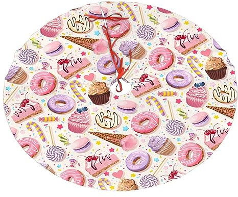 Lollipop Candy Macaron Cupcake Weihnachtsbaum Rock 91,4 cm für Weihnachten Halloween Neujahr Urlaub Party Zuhause Baummatte Dekor Ornamente Dekoration