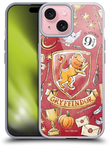 Head Case Designs Offizielle Harry Potter Gryffindor Muster Deathly Hallows XIII Soft Gel Handyhülle Hülle kompatibel mit Apple iPhone 15