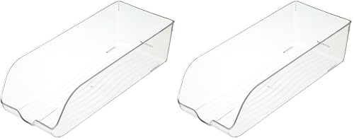 KitchenCraft Fridge Organiser for Drinks, Can Storage - Transparent (Pack of 2) - 34.5 x 14 x 9.5 cm (13.5 x 5.5 x 3.5)