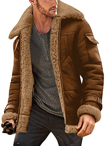 2023 Neue Herren Kamel Stilvolle Fliegende Lederjacke Motorrad Leder Bomberjacke Herren Winter Herren Lederjacke Winter Fliegerjacke Herren Leder Lammfell Jacke Männer Jacke Herren Leder