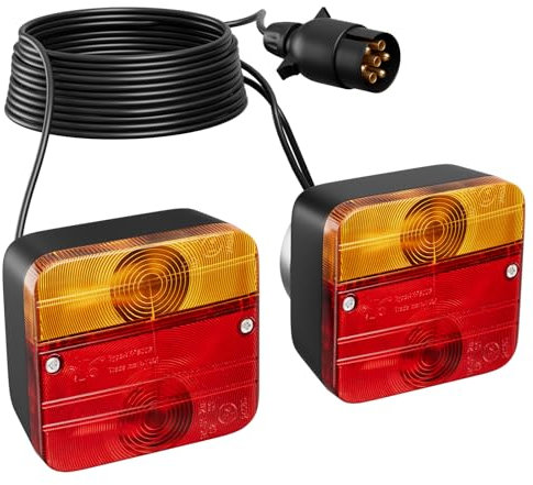 TLGREEN Fanali Posteriori Rimorchio con Cavo da 7M Fanale Posteriore per Rimorchio da 12V a 7 Pin con Marchio di Prova E per Auto Camion Roulotte Barche Furgoni Luci Posteriori per Rimorchio