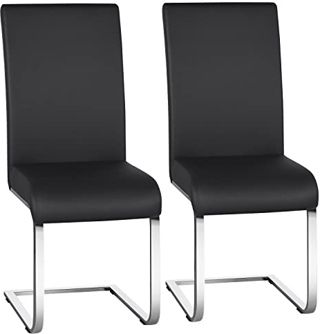 Yaheetech Dining Chairs Set of 2 Faux Leather Kitchen High Back Dining Room Chairs for Home, Kitchen and Living Room, Black