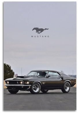 UNSGA Vintage-Sportwagen-Poster, Mustang Boss 429, Muscle-Car-Poster, dekorative Malerei, Leinwand, Wandposter und Kunstdruck, moderne Familienschlafzimmer-Dekoration, Poster, 30 x 45 cm