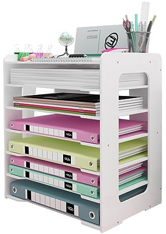 Umllpet 7-Tier Schreibtisch Organizer A4, Briefablage Stapelbares Dokumentenablage, A4 Papier Aktenaufbewahrung Organizer Briefschublade Organizer, Organisationsschublade für Zuhause Büro Schule