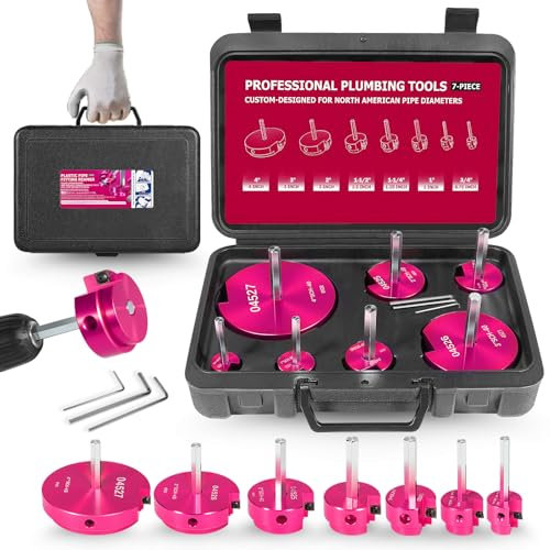 Premium 7Pcs PVC Pipe Reamer Kit For 1/2 Drills- Includes 3/4, 1, 1-1/4, 1-1/2, 2, 3, 4 Compatible with Standard 1/2 Drills,For SCH40 PVC, ABS PVC Pipe,CPVC Perfect for Plumbing Repairs