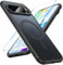 Funda Magnética para Google Pixel 9 Pro XL con Protector de Pantalla - Carcasa Antigolpes Protectora Translúcida TPU Compatible con MagSafe (Negro)