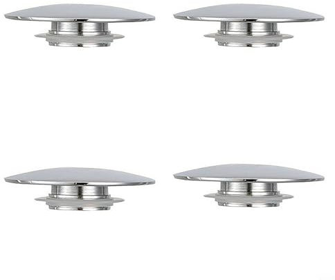 HOHOVYVY Tappo per lavandino, valvola di scarico pop-up, 66 mm, colore argento cromato, tappo di scarico per lavandino, con bottone automatico (4 pezzi)