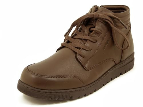 Lumberjack Scarpe Uomo Scarponcino Stringato in Pelle Marrone con Cerniera, Plantare Estraibile, 67401004 Taglia Uomo 43