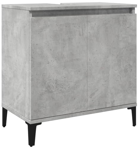 vidaXL Armario de Lavabo Madera contrachapada Gris hormigón 58x33x60cm, Mueble de Lavabo de baño, tocador de baño, Mueble de baño