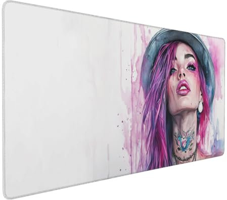 Gaming Mauspad XXL Frau Mousepad 1000x500x4mm Rosa Verlängertes Mauspad Schreibtischauflage,Genähte Kanten Mauspad,Verbessert Präzision und Geschwindigkeit Wasserdicht Geeignet für Büro und Spiele