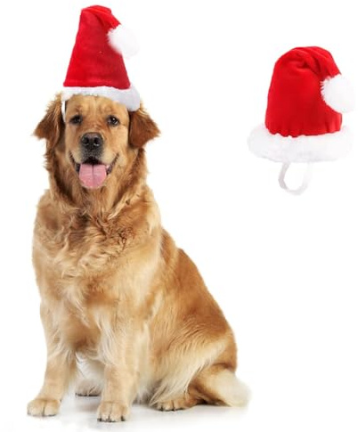 ANIAC Weihnachtsmütze für mittelgroße und große Hunde, Weihnachtsoutfit für Hunde, Kinder, Weihnachtsmann-Kostüm für Golden Retriever, Deutsche Dogge, Labrador, Deutscher Schäferhund, Pitbull (rote