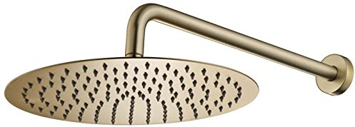 shower head Brushed Gold Rain Shower Head with 16 Shower Arm, 10 Ultra-Thin Rainfall Shower Head,Large Stainless Steel Round Shower Heads for Bathroom shower