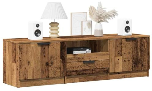 Myheimly TV Schrank Lowboard TV Möbel Fernsehschrank Fernsehtisch TV Board Fernsehmöbel HiFi Schrank Wohnzimmer 140x35x40 cm Holzwerkstoff Altholz