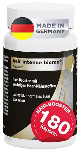 Hair Intense Biomo 180 Kapseln – Hochdosierte 5.000 mcg Biotin Kapseln für gesunde Haare – Vitamin E, C, B6, B12, Folsäure, Zink & Selen – Lactose- & glutenfrei, ohne Gentechnik – Made in Germany