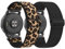 Mugust【2 Stück Armband für Garmin Vivoactive 4S/Venu 3S/Venu 2S/Vivomove 3S Armband,18mm Elastisch Nylon Ersatzband für Garmin Forerunner 255S/265S Damen Herren (Schwarz+Leopard)
