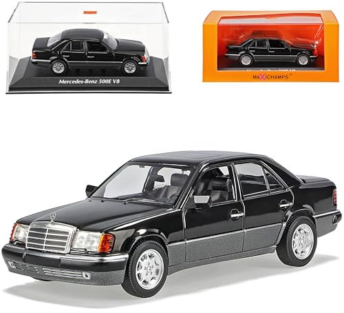alles-meine.de GmbH Mercedes-B E-Klasse 500E V8 W124 Limousine Schwarz 1984-1997 1/43 Minichamps Maxichamps Modell Auto mit individiuellem Wunschkennzeichen