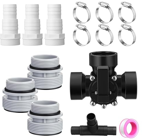 3 Wege Pool Ventile Adapter Set Schlauchschellen Dichtringe Filterschlauch Umwandlungen Ventile Schwimmbadschlauch Adapter