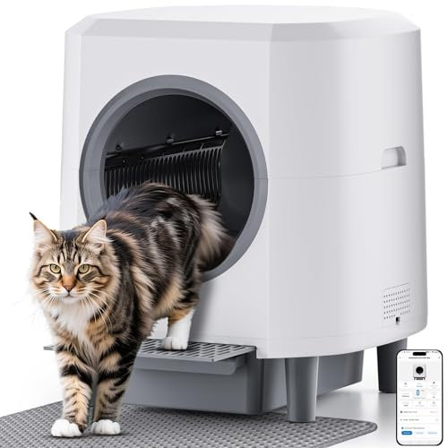Katzenklo Selbstreinigend, 80L Selbstreinigende Katzentoilette, XXL Elektrisches Automatische Katzentoiletten, Geruchsbeseitigung, App-Steuerung, Wägbar, Große Fassungsvermögen, für Mehrere Katzen