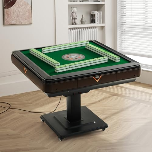 DUANDUAN Klappbare elektrische Mahjong-Tisch mit Rollen – Mahjong-Maschine, inkl. 2×152 Chinese Fliesen (44 mm)