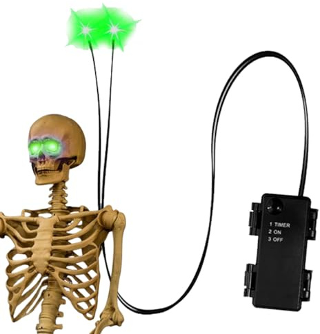 Leuchtende Augen Halloween -Dekorationen, LED -Leuchten mit Timer, gruselige leuchtende für Skelette, Schädel, Kürbisse, Grabsteine, gruselige Innenräume, EIN DEK
