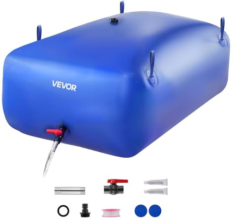 VEVOR Water Storage Bladder 30 Gallon Large Capacity Water Bag, Portable & Collapsible Soft Waters Container, Leakproof & Tear-Resistant PVC Emergency Waters Storage Tank for RV Truck & Outdoor Use