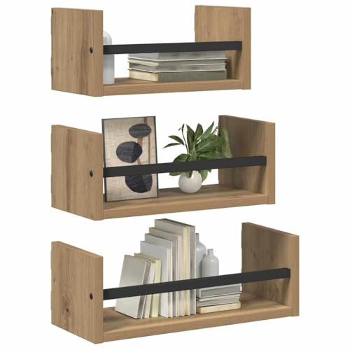 vidaXL Wandregal-Set 3 STK. Artisan-Eiche 40x16x14cm Holzwerkstoff