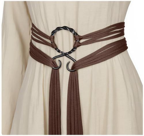 keland Cintura con croce troll vichinga, cintura di corda medievale, accessori da donna, marrone, Taglia unica