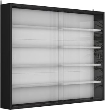Vicco Wandvitrine Showla Schwarz/Weiß | mit 4 Einlegeböden, zur Wandmontage zur Aufbewahrung und Präsentation