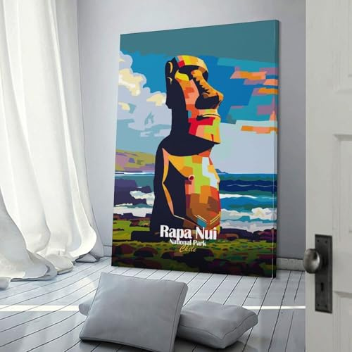 Rapa Nui Nationalpark Chile Kunst Schlafzimmer Wandkunst für rustikales Badezimmerdekor Moderne Wandkunst 20x30 Zoll (50x75 cm)
