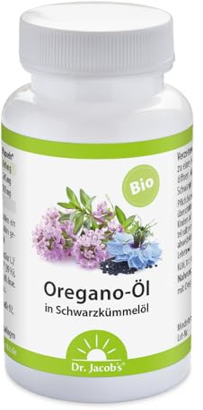 Oregano-Öl Kapseln BIO I Oreganoöl in Schwarzkümmelöl I 80% Carvacrol | Bio-Qualität I vegan, ohne Zusatzstoffe I 37 g (60 Kapseln)
