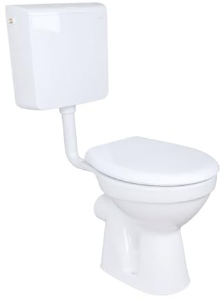 Belvit Dusch-WC Komplettset, Bidet- und Taharet-Funktion, waagerechter Wandabgang, Geberit AP110 Aufputz-Spülkasten, Sitz mit Absenkautomatik, Sanitärkeramik, 6-9 l Spülmenge, Alpinweiß